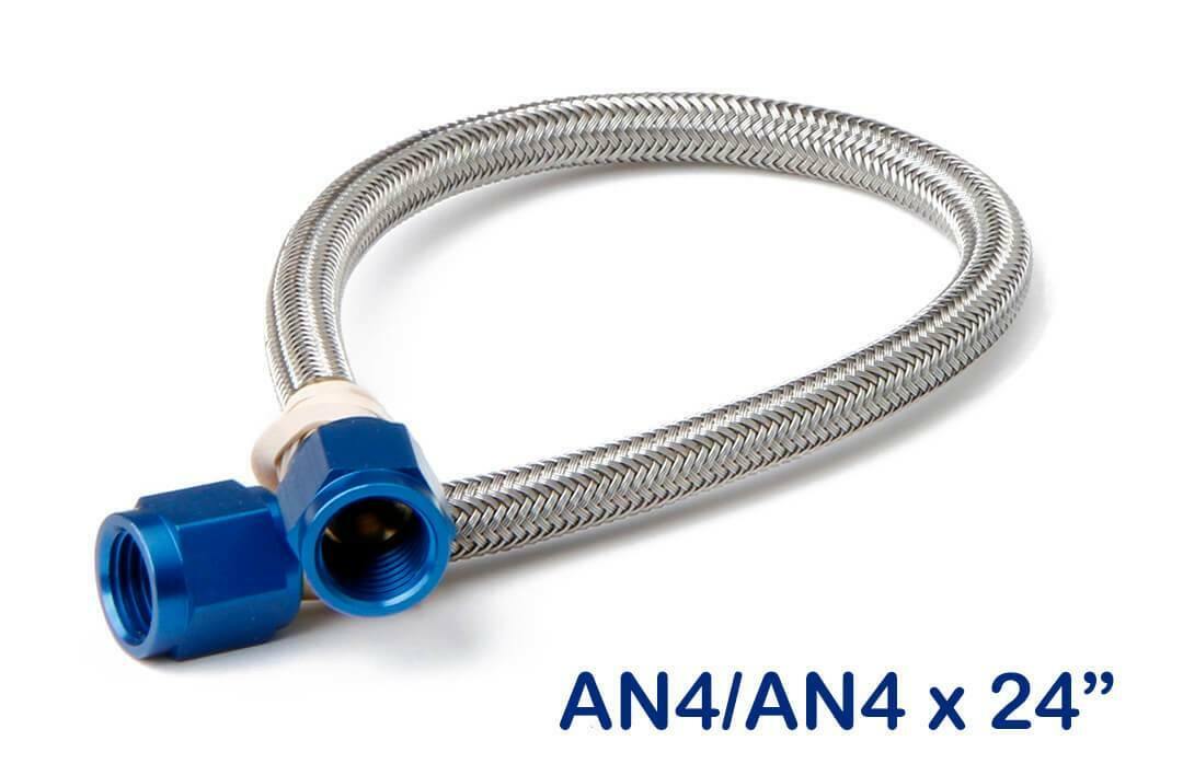 NOS Stainless Steel Braided Hose -4AN 2-foot Blue - 15230NOS