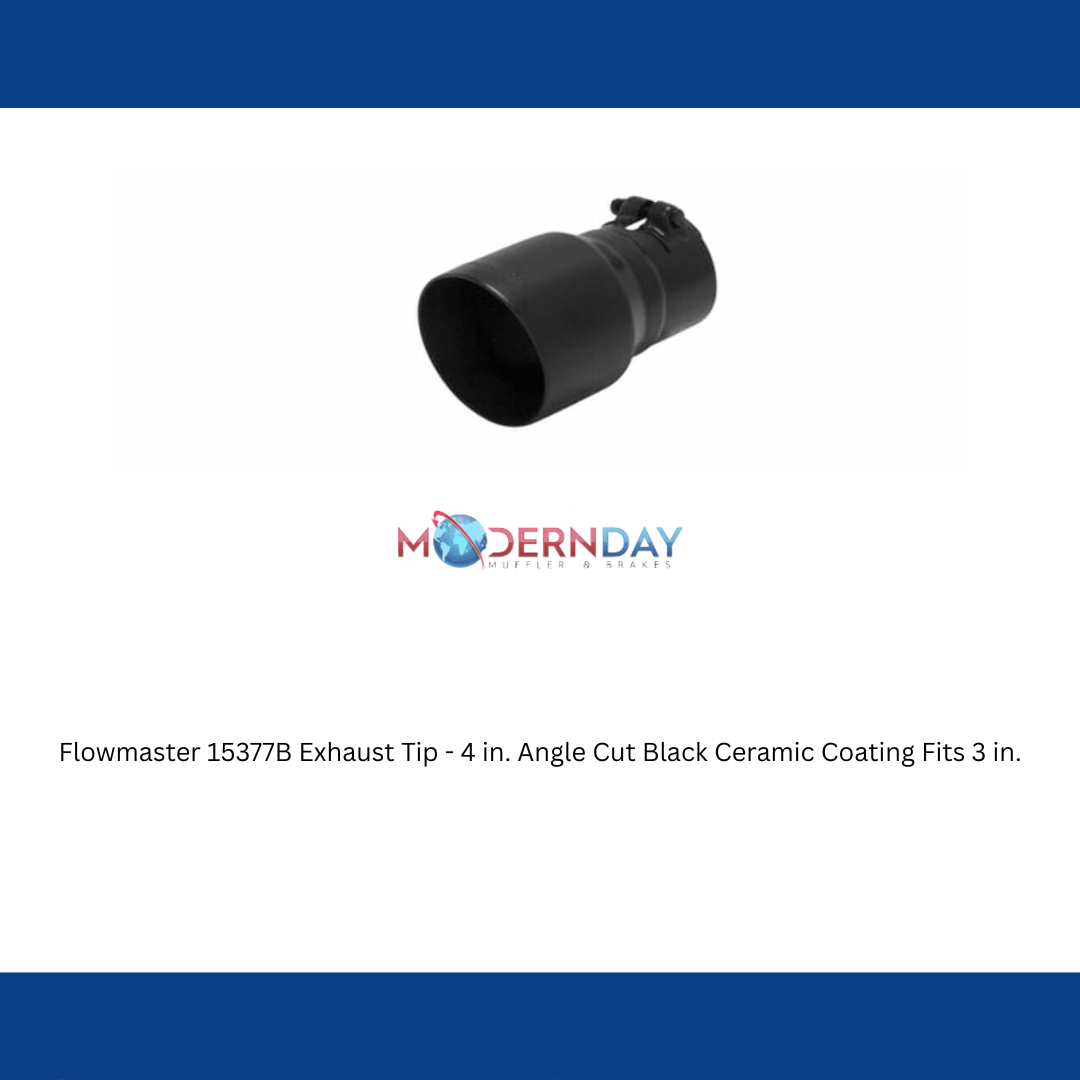 Flowmaster 15377B Exhaust Tip - 4 in. Angle Cut Black Ceramic Coating Fits 3 in.