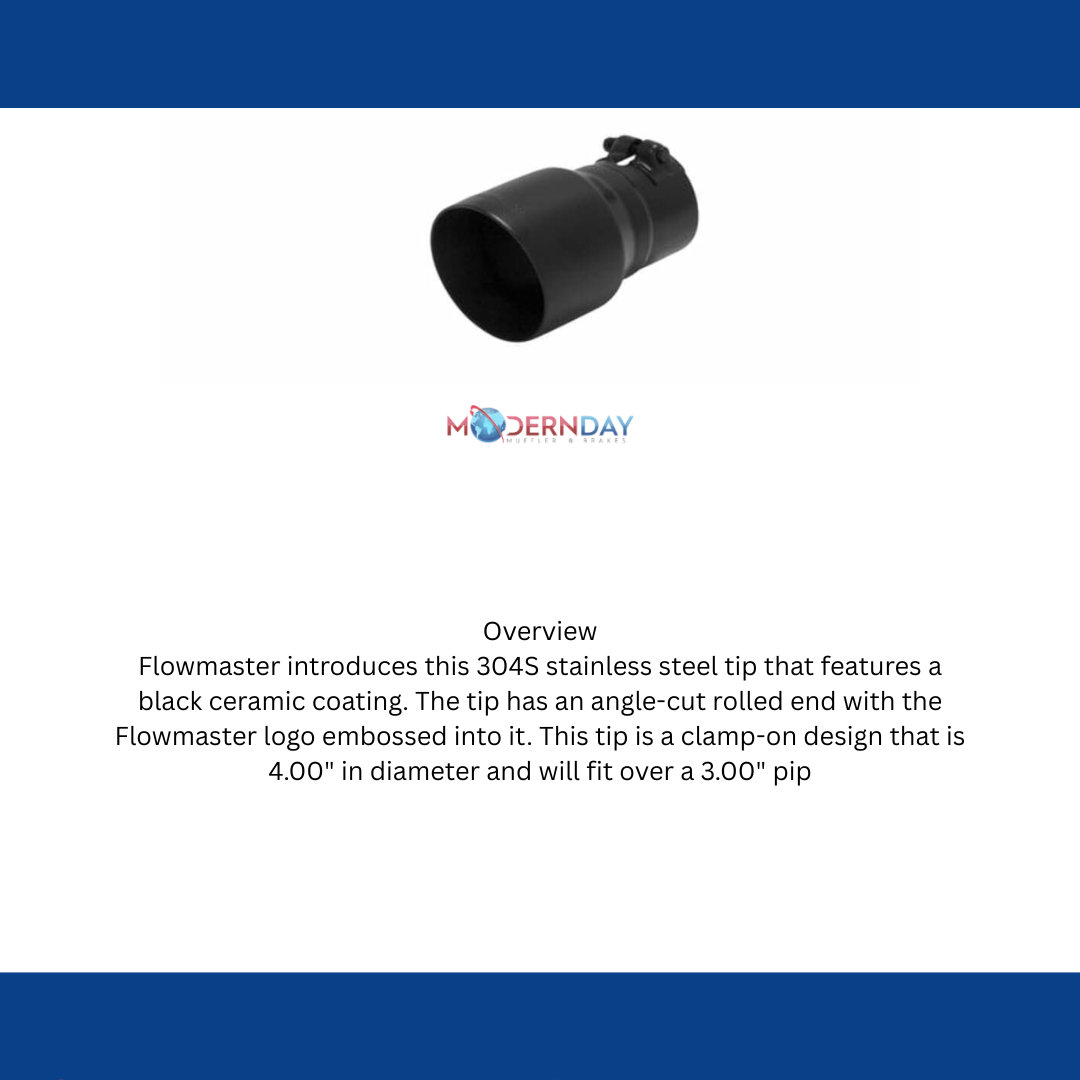 Flowmaster 15377B Exhaust Tip - 4 in. Angle Cut Black Ceramic Coating Fits 3 in.