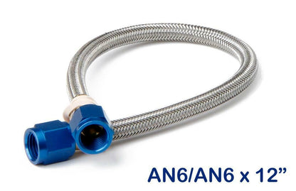NOS Stainless Steel Braided Hose -6AN 1-foot Blue - 15400NOS