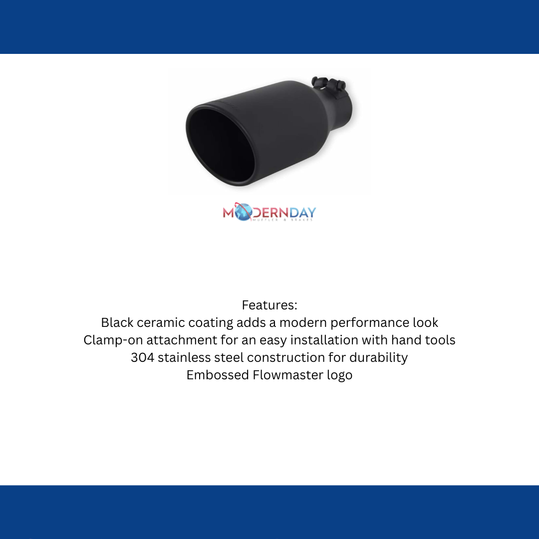 4.5 Black Angle Cut Fits 2.5 Tubing, 11 Long; Exhaust Tips; Flowmaster-15404B