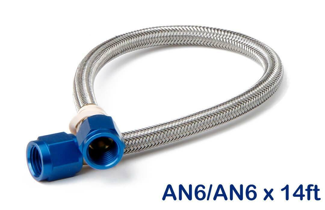 NOS Stainless Steel Braided Hose -6AN 14-foot Blue - 15475NOS