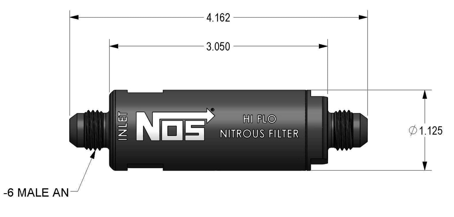 NOS In-Line Hi-Flow Nitrous Filter, 6AN - Black - 15556NOS