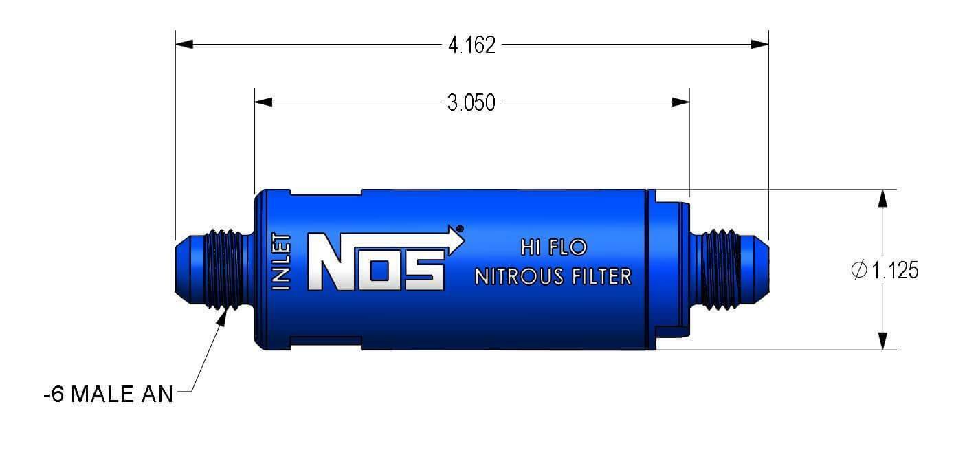 NOS In-Line Hi-Flow Nitrous Filter, 6AN - Blue - 15557NOS