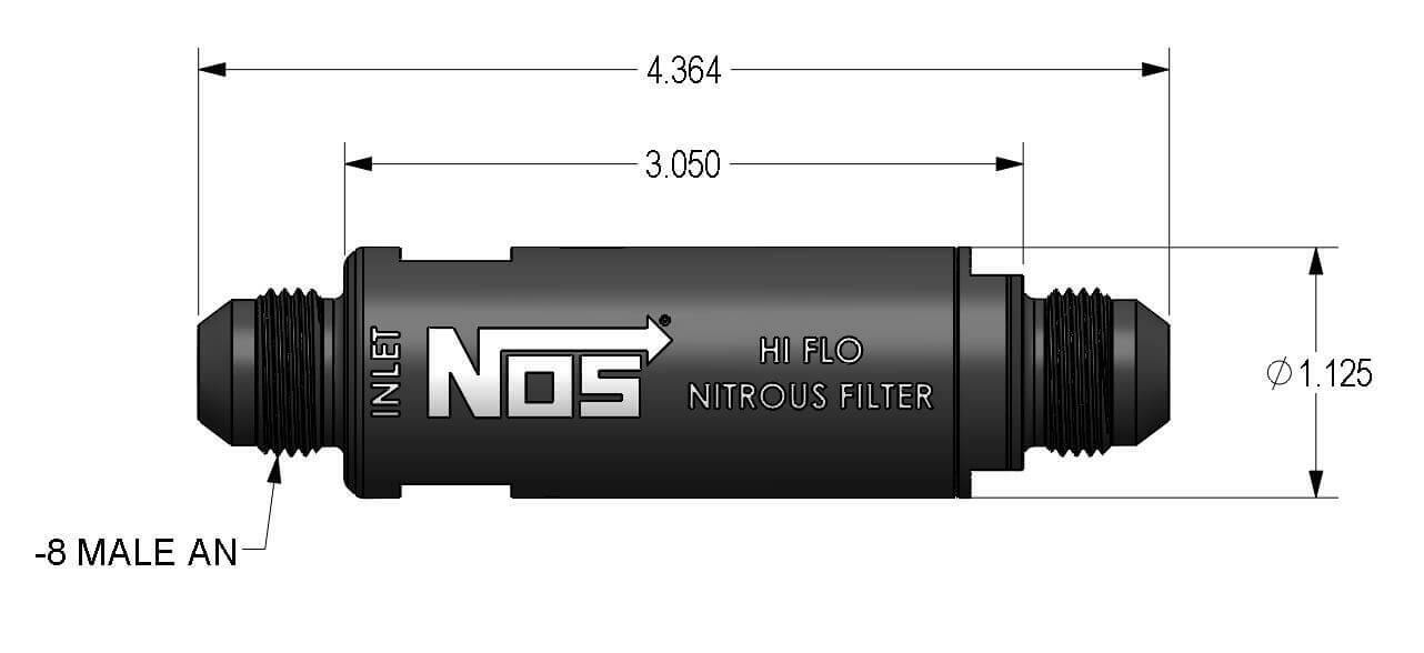 NOS In-Line Hi-Flow Nitrous Filter, 8AN - Black - 15559NOS