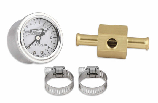 Mr. Gasket Fuel Block with 0-15 PSI Liquid Filled Fuel Pressure Gauge - 1564