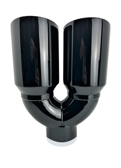 2.5" ID X3.5"X10.5" Dual Double Wall Slant Cut S/S Black Exhaust Tip 1626BK