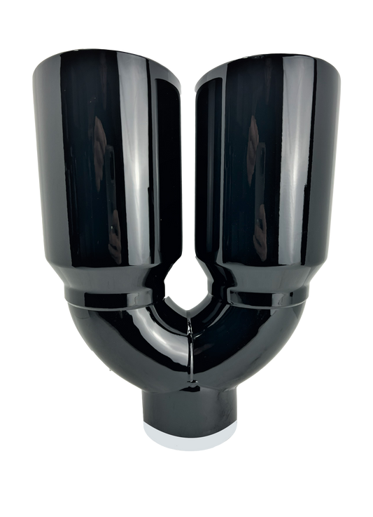 2.5" ID X3.5"X10.5" Dual Double Wall Slant Cut S/S Black Exhaust Tip 1626BK