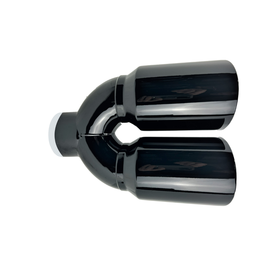 2.5" ID X3.5"X10.5" Dual Double Wall Slant Cut S/S Black Exhaust Tip 1626BK