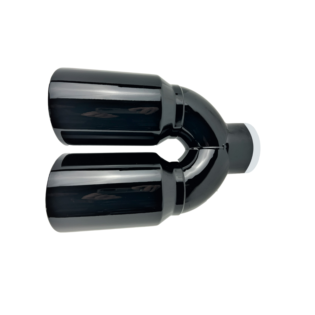 2.5" ID X3.5"X10.5" Dual Double Wall Slant Cut S/S Black Exhaust Tip 1626BK