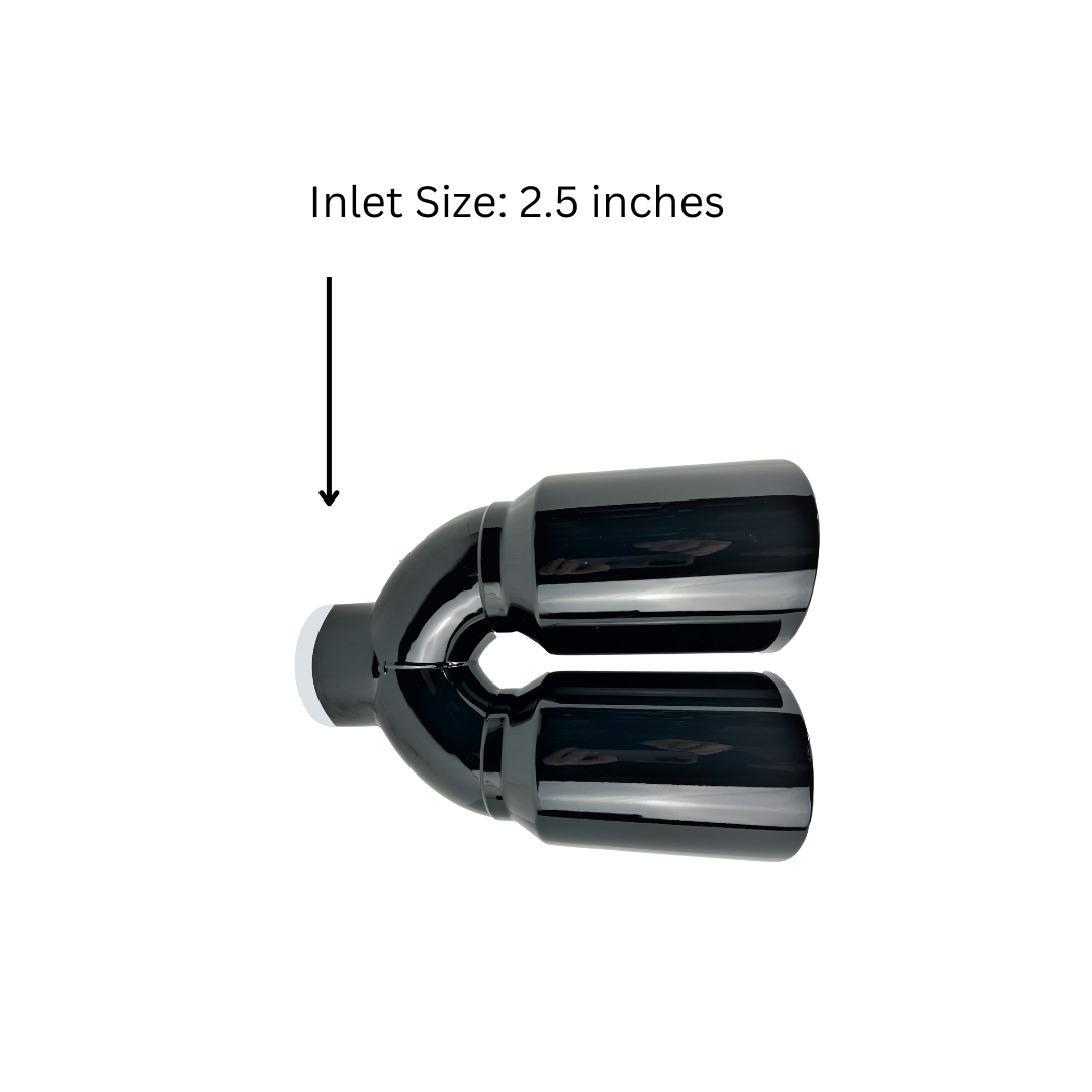 2.5" ID X3.5"X10.5" Dual Double Wall Slant Cut S/S Black Exhaust Tip 1626BK