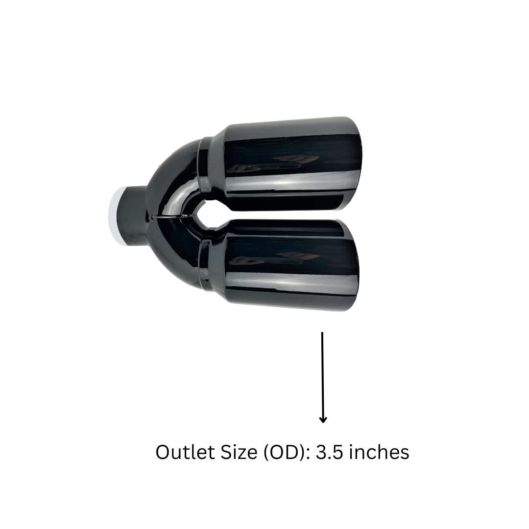 2.5" ID X3.5"X10.5" Dual Double Wall Slant Cut S/S Black Exhaust Tip 1626BK
