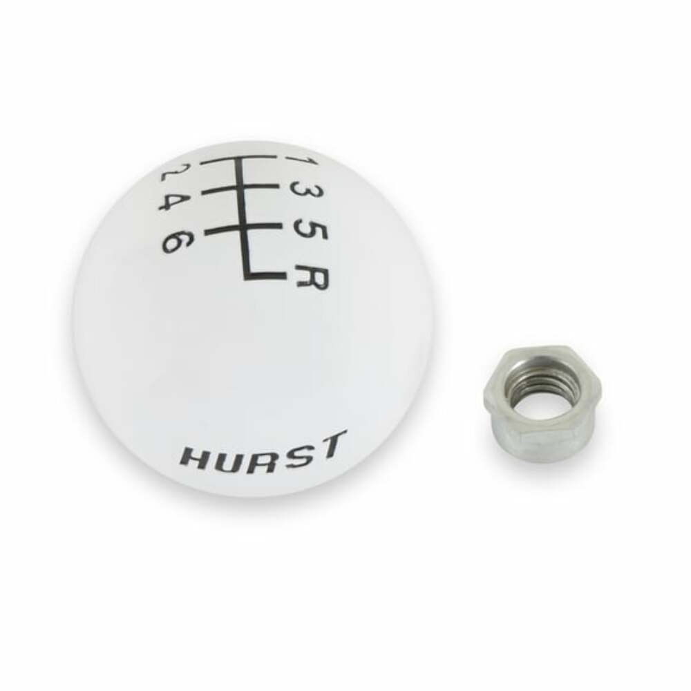 Hurst Shift Knob - White 6 Speed 3/8-16 Threads - 1630040