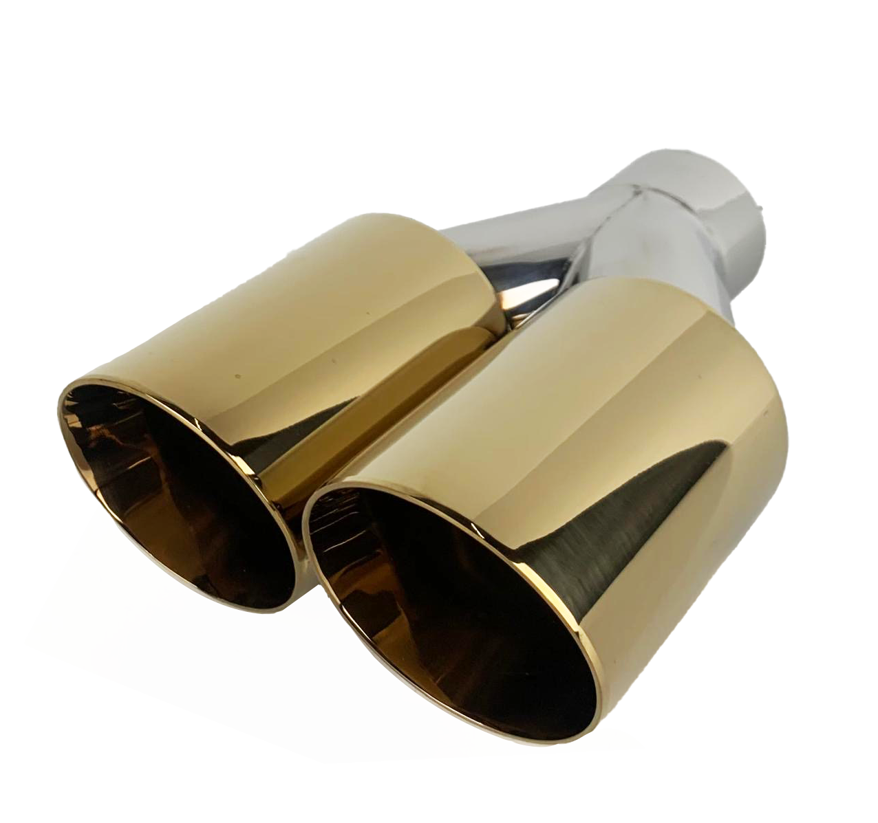 2.5" IDX3.5"X10" -Dual Double Wall Slant Cut Stainless Gold Exhaust Tip 1635GD