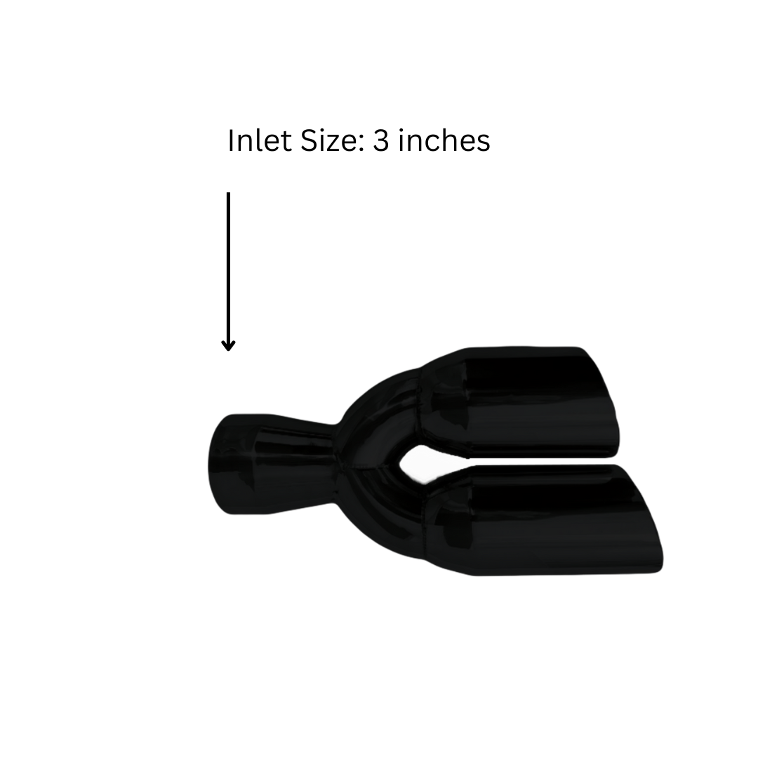 3" IDX3.5"X13.5" -Dual Double Wall Slant Cut S/S Black Exhaust Tip 1637BK
