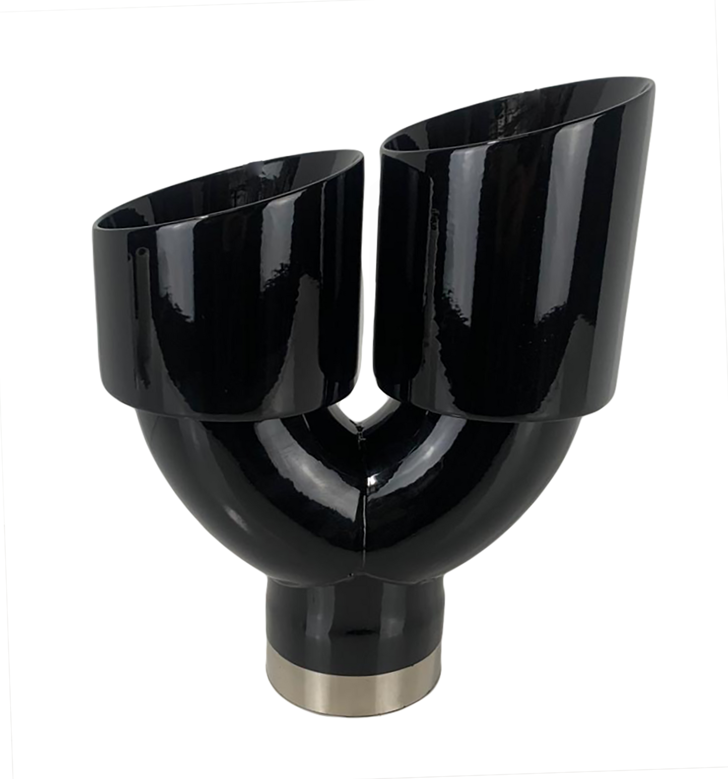 3" IDX4"X10" -Dual Double Wall Slant Cut S/S Black Exhaust Tip Side Angle 1640BK