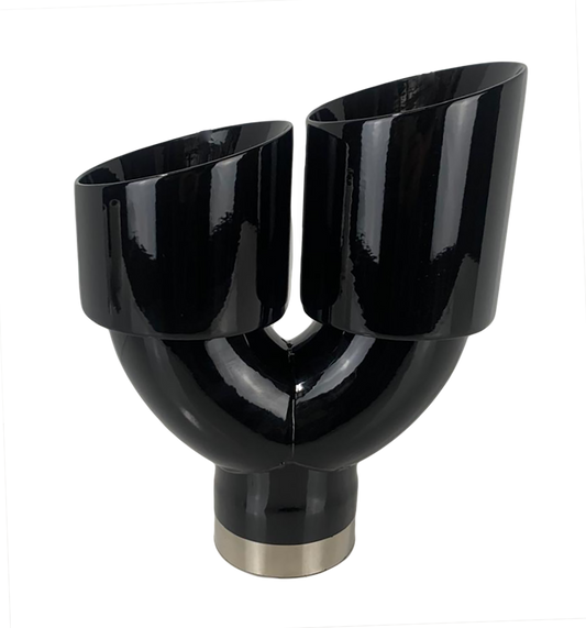 3" IDX4"X10" -Dual Double Wall Slant Cut S/S Black Exhaust Tip Side Angle 1640BK