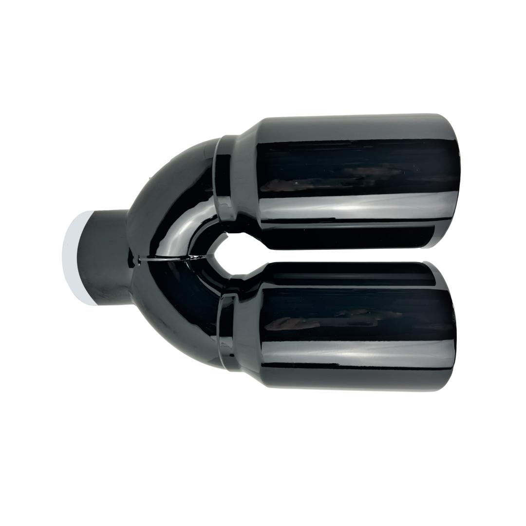 3" IDX4"X12" -Dual Double Wall Slant Cut S/S Gloss Black Exhaust Tip 1648BK