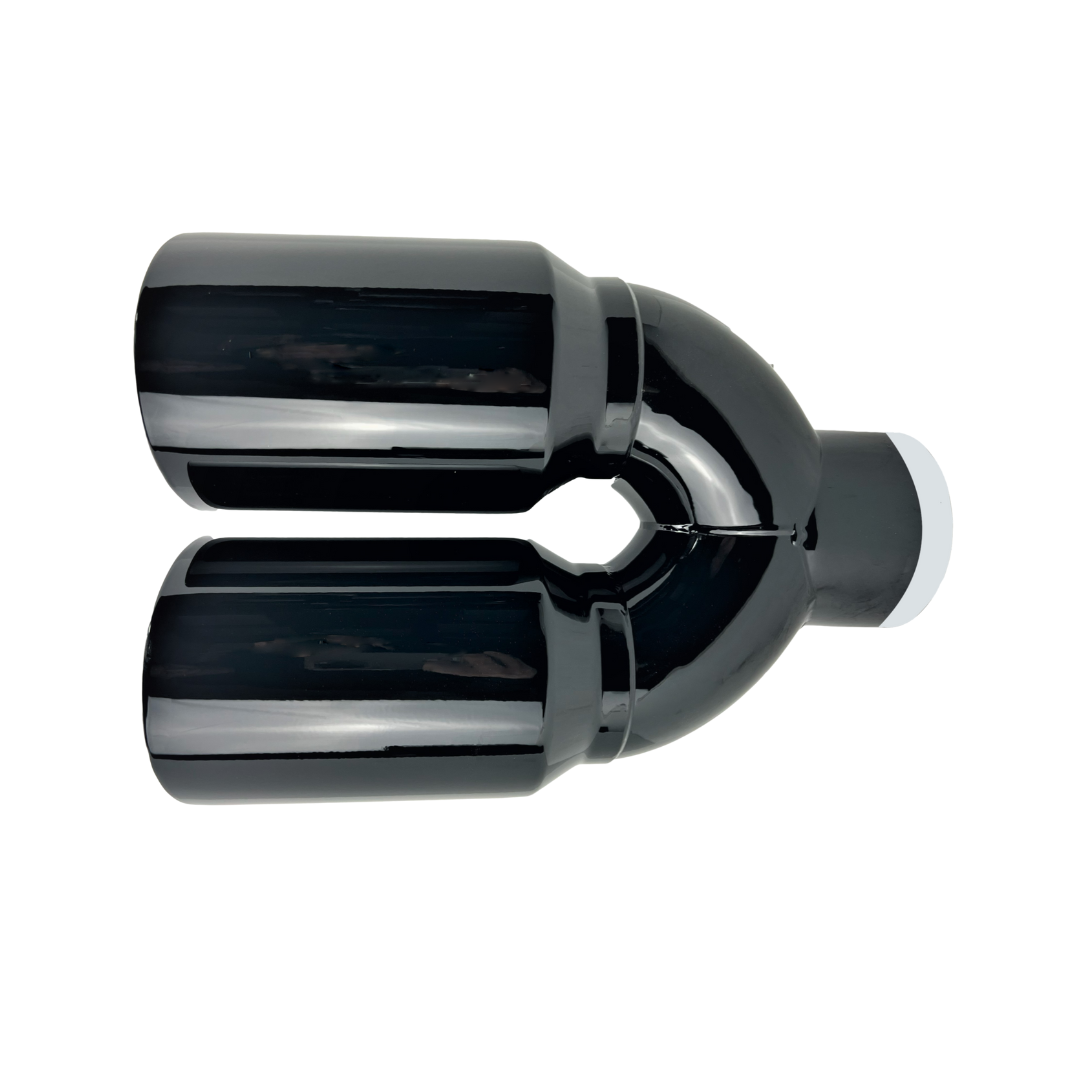 3" IDX4"X12" -Dual Double Wall Slant Cut S/S Gloss Black Exhaust Tip 1648BK