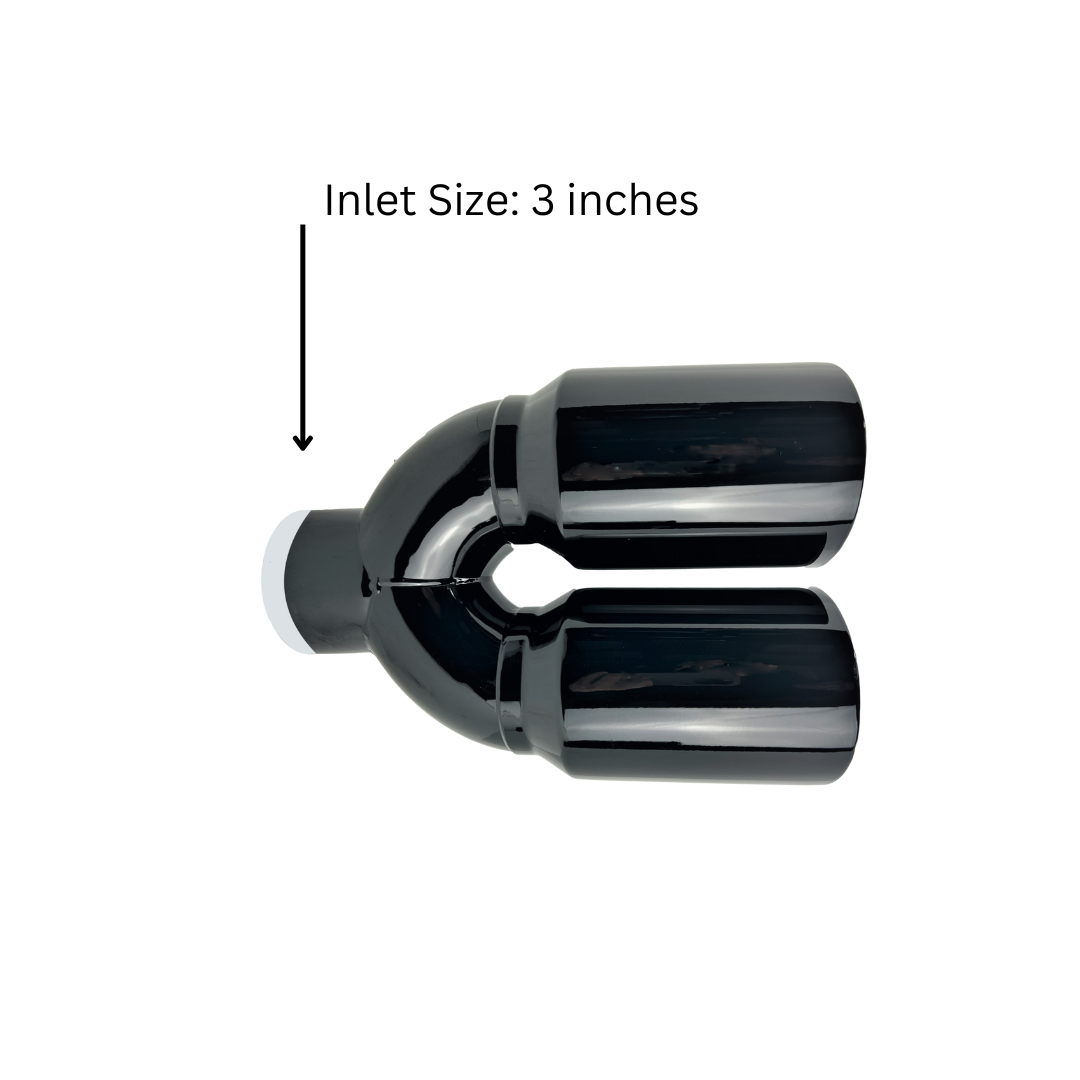 3" IDX4"X12" -Dual Double Wall Slant Cut S/S Gloss Black Exhaust Tip 1648BK