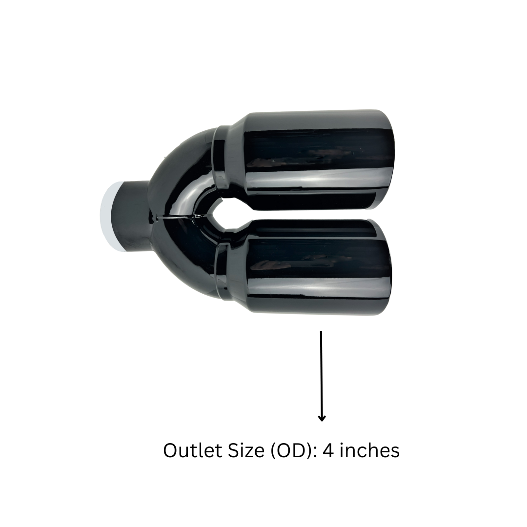 3" IDX4"X12" -Dual Double Wall Slant Cut S/S Gloss Black Exhaust Tip 1648BK
