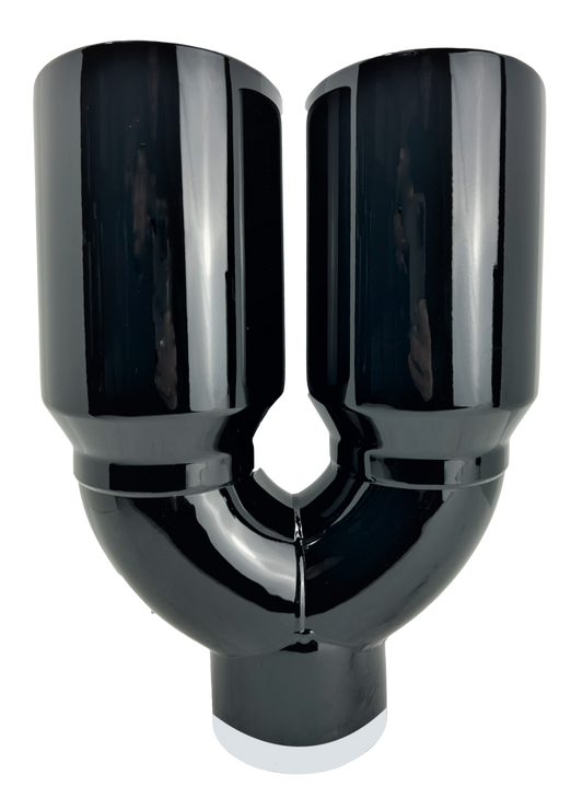 3" IDX4"X12" -Dual Double Wall Slant Cut S/S Gloss Black Exhaust Tip 1648BK
