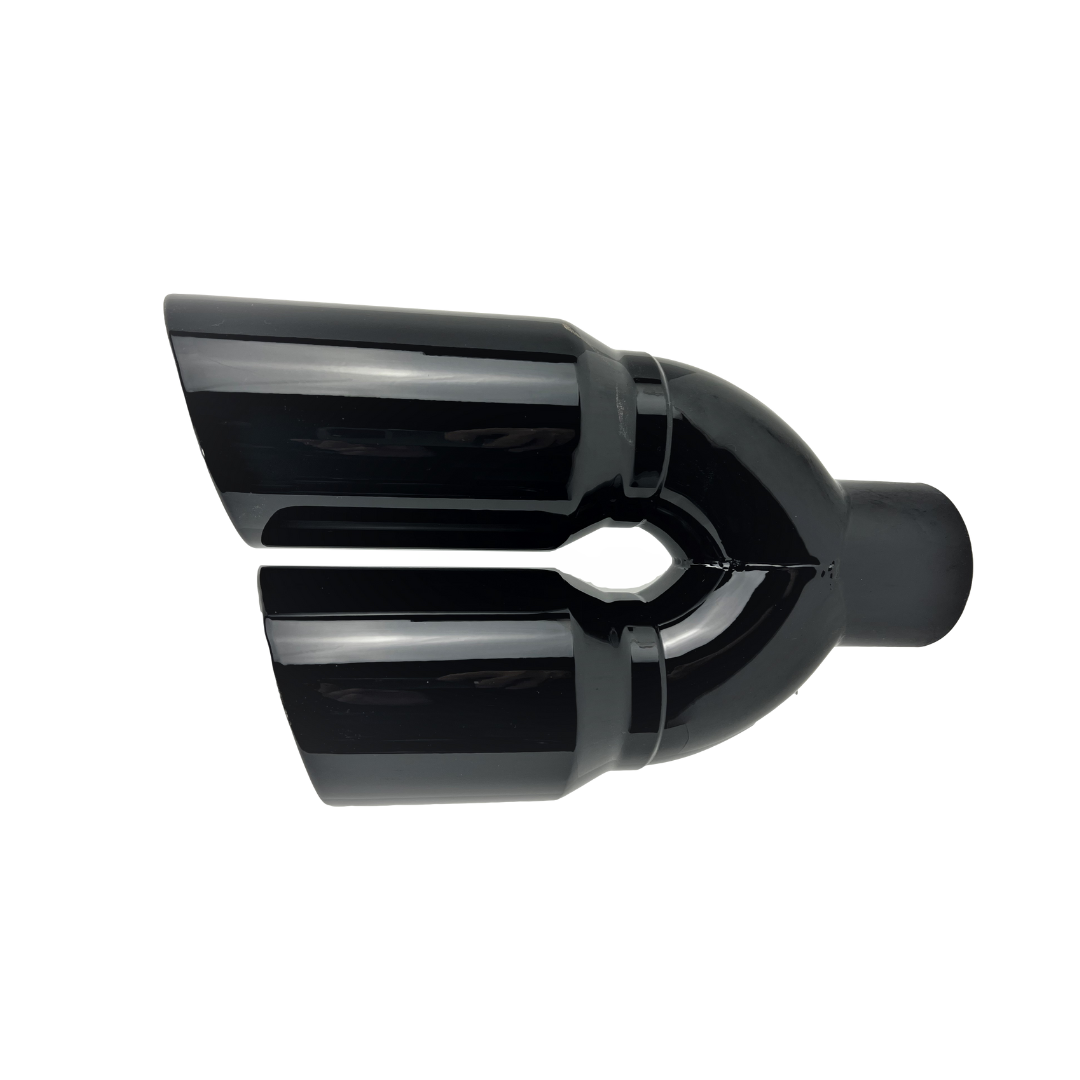 3" IDX4"X12" -Dual Double Wall Slant Cut S/S Gloss Black Exhaust Tip 1649BK