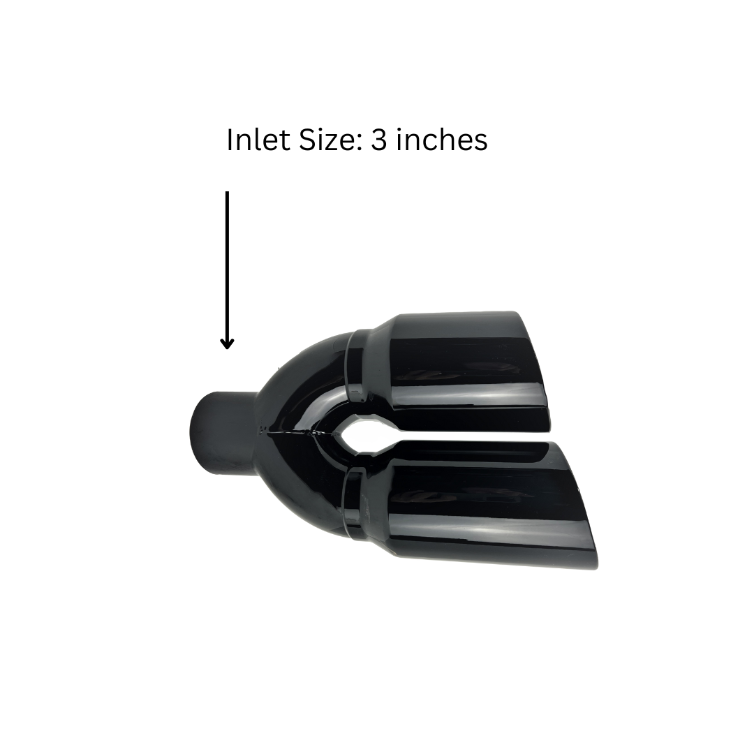 3" IDX4"X12" -Dual Double Wall Slant Cut S/S Gloss Black Exhaust Tip 1649BK