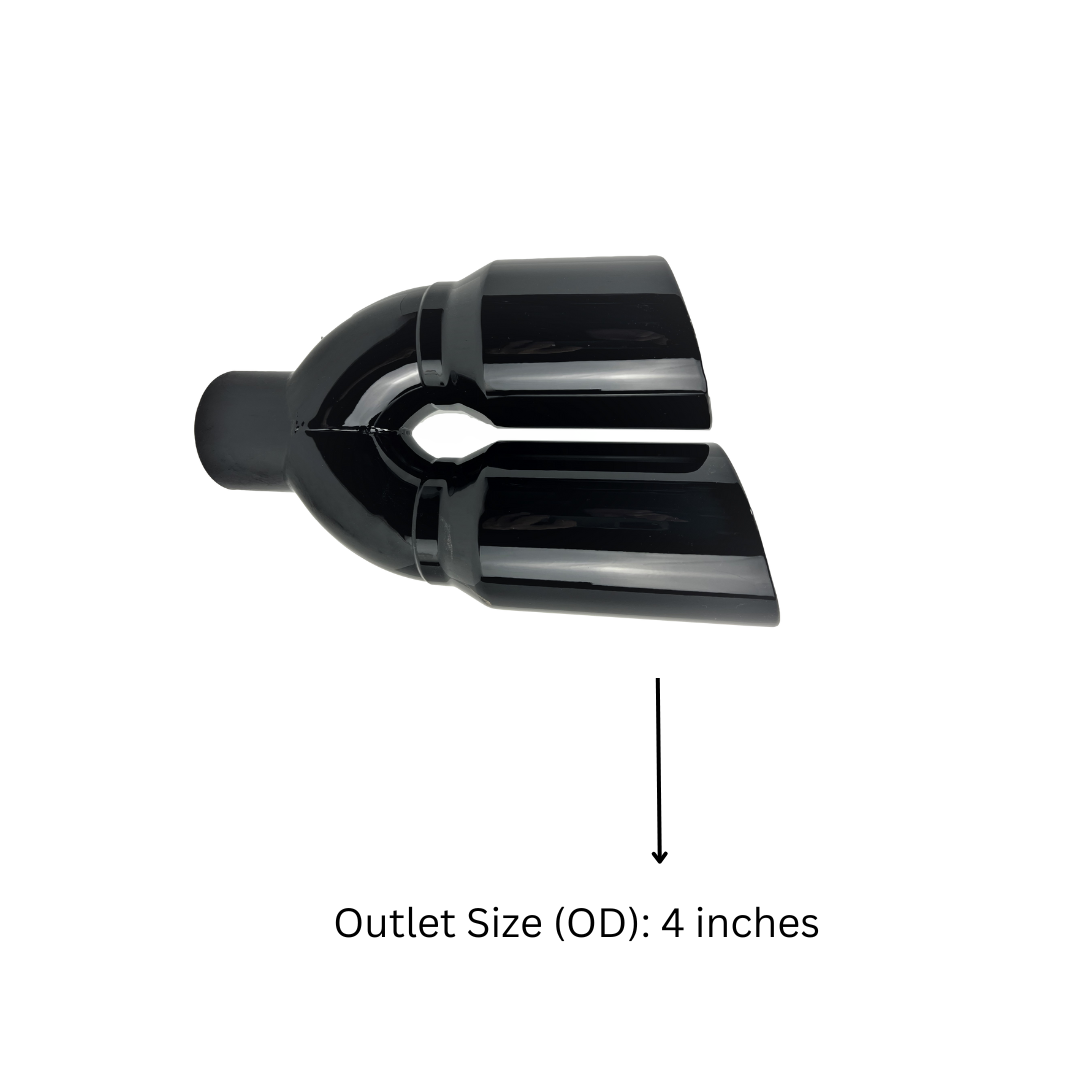 3" IDX4"X12" -Dual Double Wall Slant Cut S/S Gloss Black Exhaust Tip 1649BK