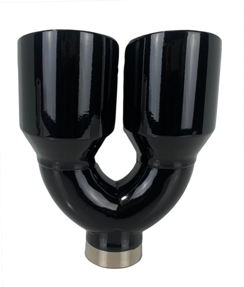 2.5" IDX4"X9.5" -Dual Double Wall Slant Cut S/S Gloss Black Exhaust Tip 1670BK