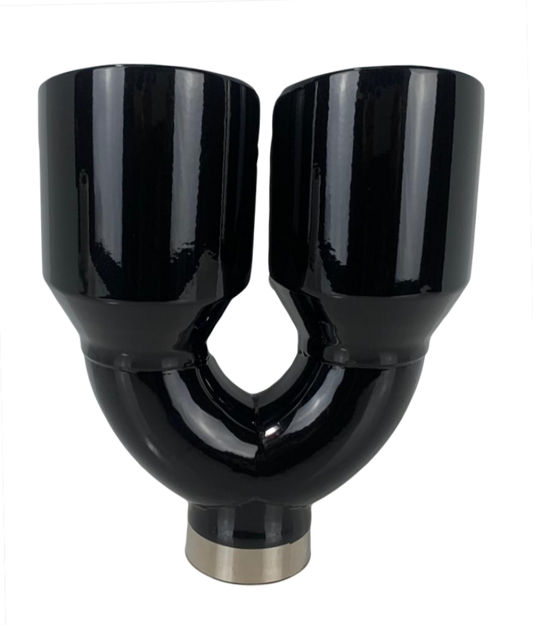 2.5" IDX4"X9.5" -Dual Double Wall Slant Cut S/S Gloss Black Exhaust Tip 1670BK