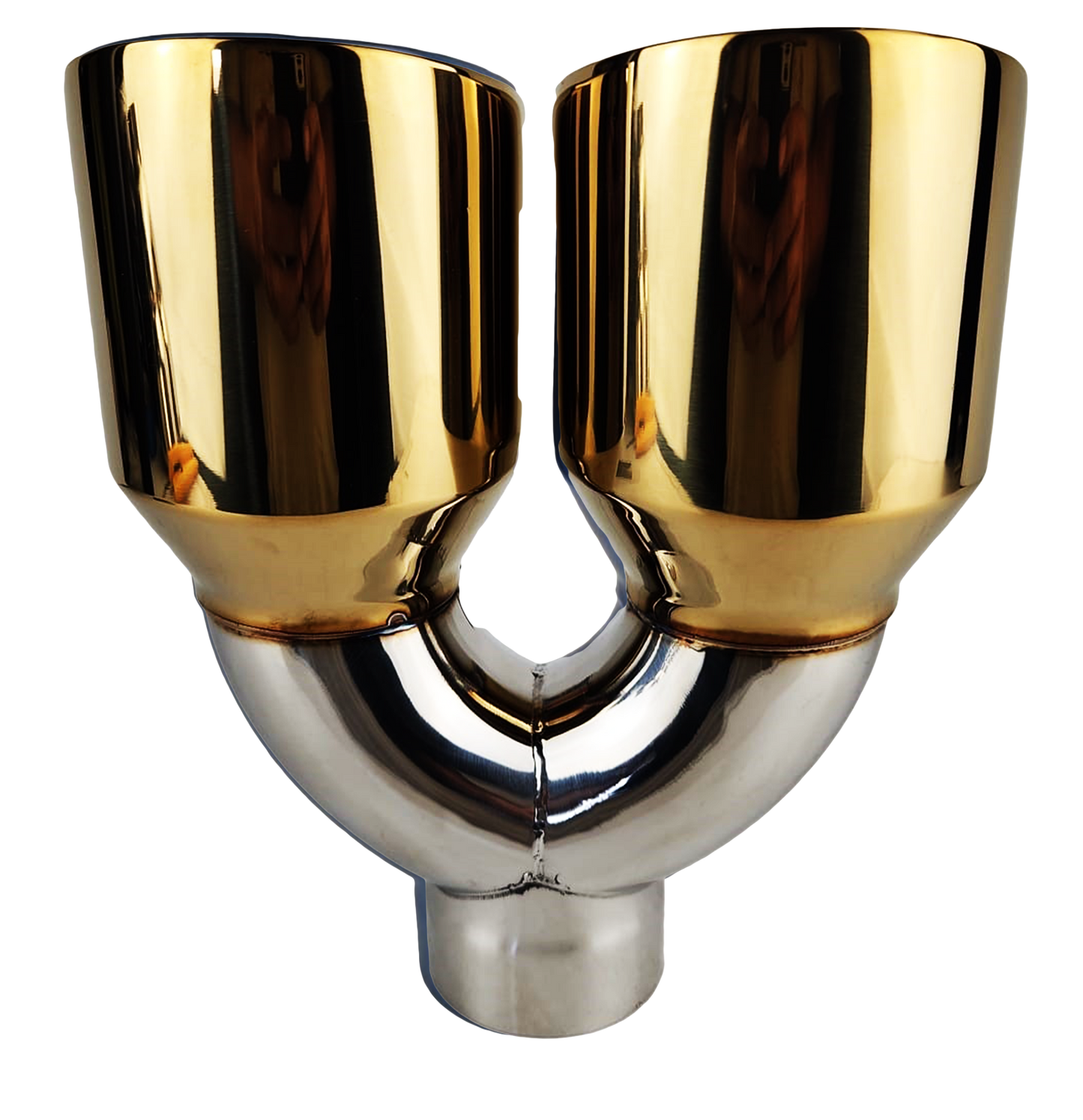 2.5" IDX4"X9.5" -Dual Double Wall Slant Cut Stainless Gold Exhaust Tip 1670GD