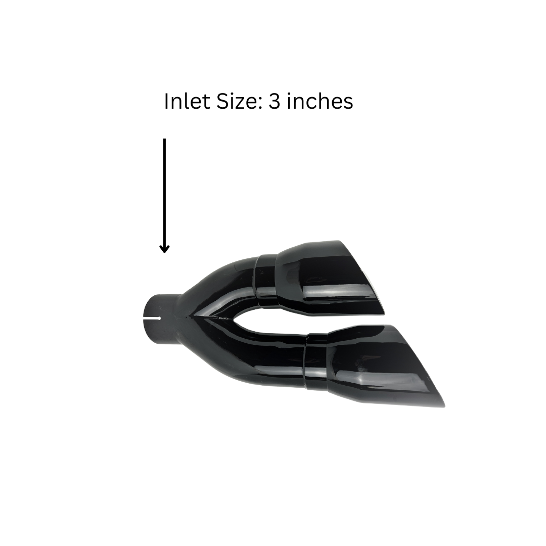 3" IDX4"X16" -Dual Double Wall Slant Cut S/S Gloss Black Exhaust Tip 1690BK