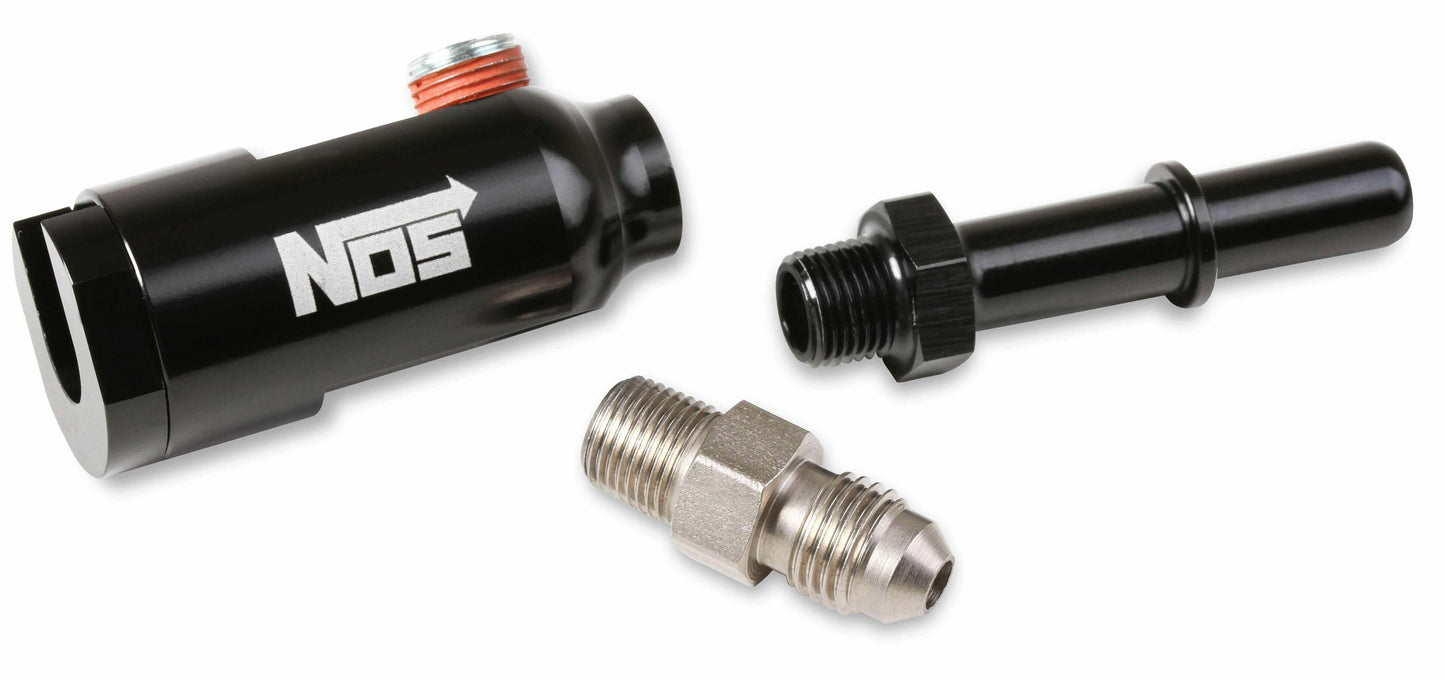 NOS Fuel Line Adapter 17002NOS; Quick Connect Black Anodized 3/8 SAE x 3/8 SAE