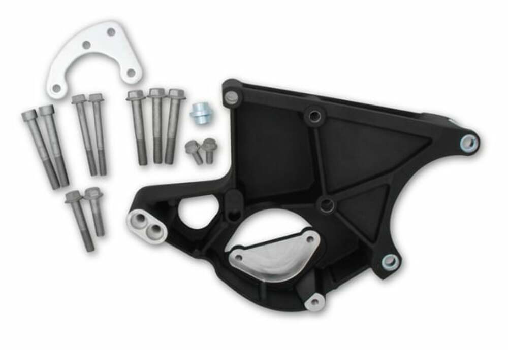 For applications without A/C or using factory A/C bracket 20-135BK