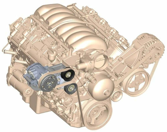 Passenger's Side A/C Bracket- SD7 A/C Compressor, Tensioner, & Pulleys 20-142BK