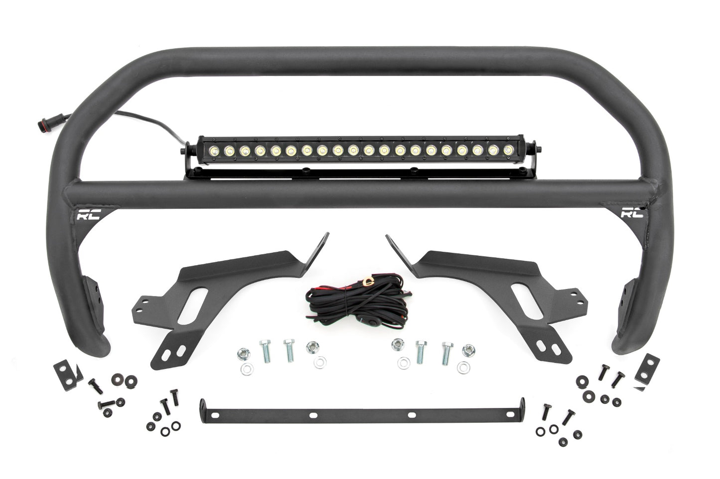 Nudge Bar - w/ Tow Hooks - 20 Inch Black Single Row LED - Ford Bronco Sport