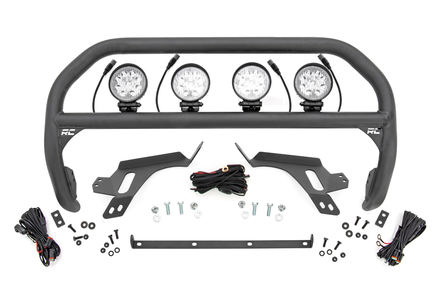 Nudge Bar - w/ Tow Hooks - 4 Inch Round Led (x4) - Ford Bronco Sport (21-24)