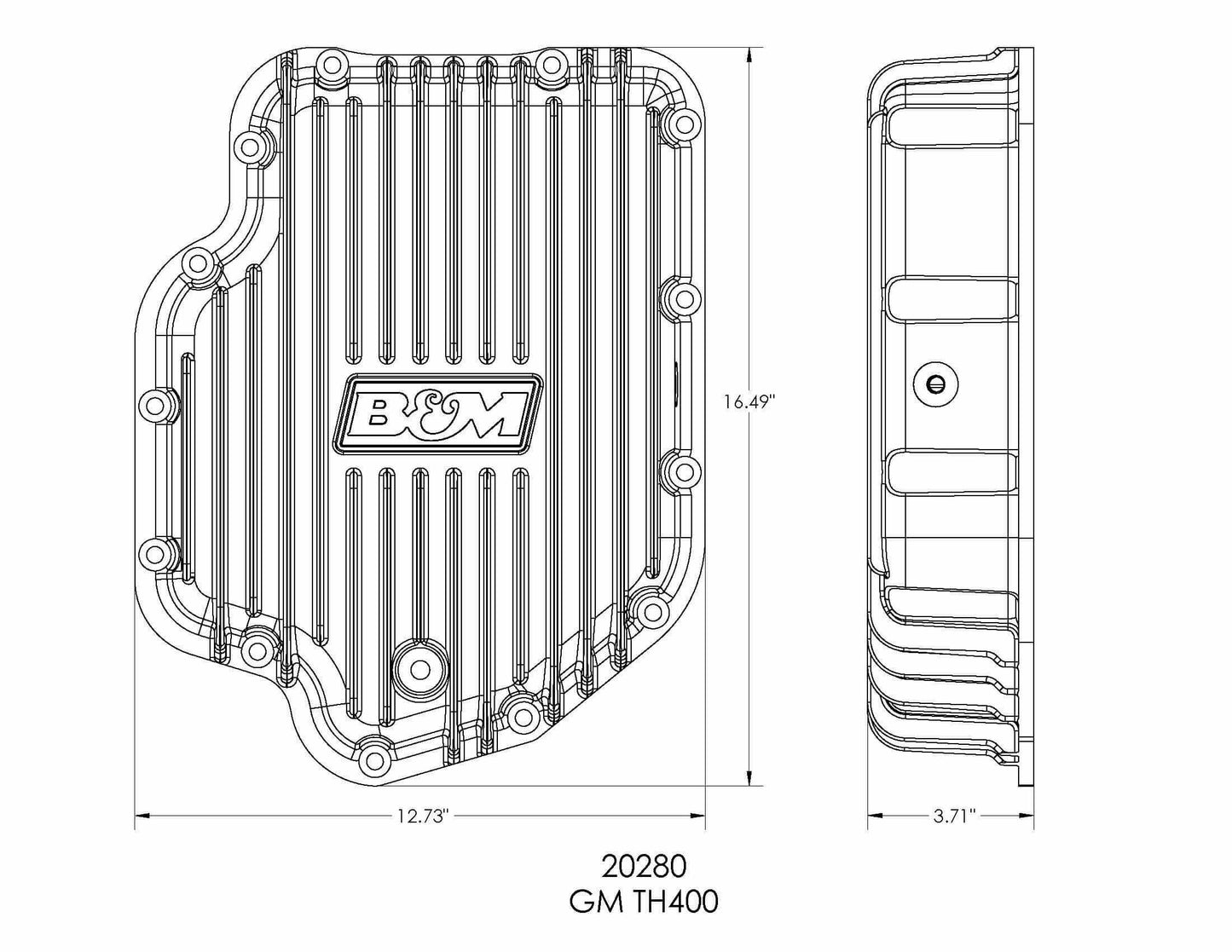 B&M Hi-Tek Deep Trans Pan for GM TH400 Transmission - 20280