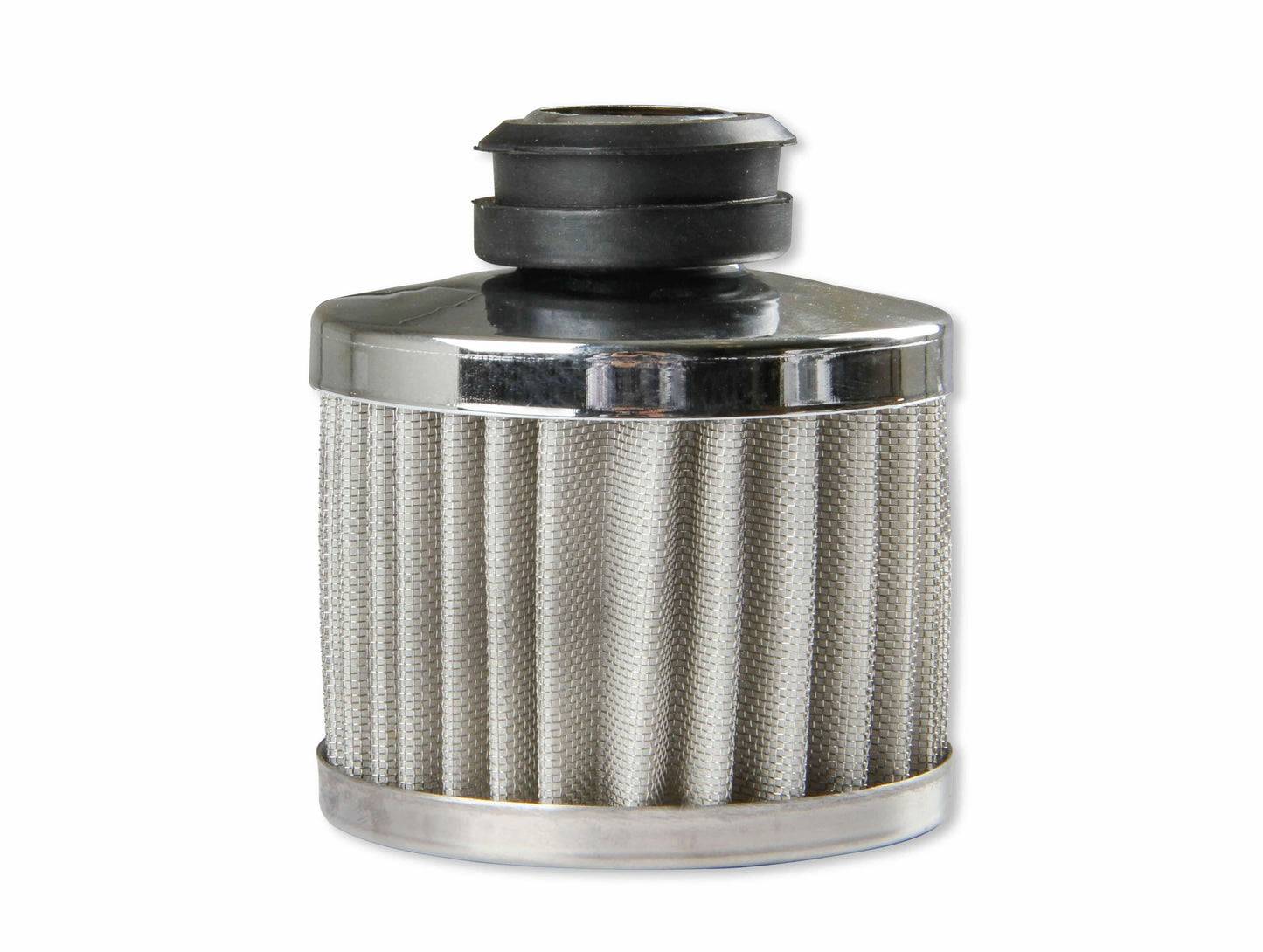 Mr. Gasket Valve Cover Breather Push-In Round Steel/Rubber Chrome 2049G