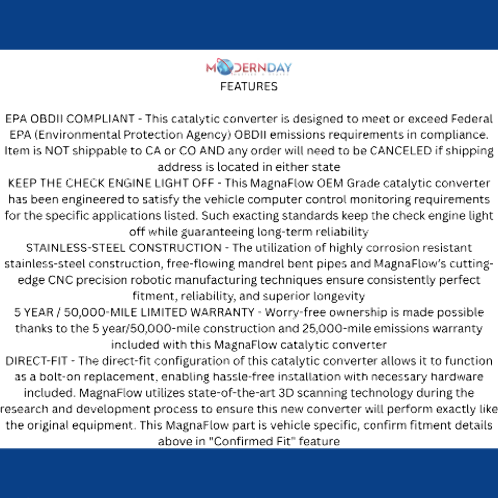 2017-2018 Hyundai Santa Fe Sport Direct-Fit Cat Converter 21-142 Magnaflow