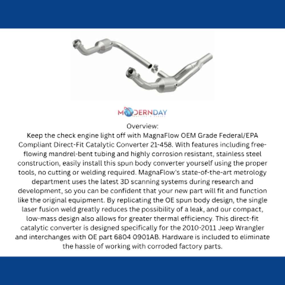 2010-2011 Jeep Wrangler Direct-Fit Catalytic Converter 21-458 Magnaflow