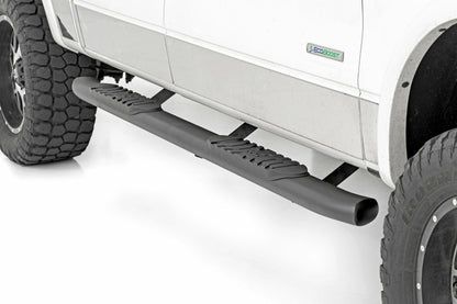 Fits Ford F-150 2WD/4WD (2009-2014) Oval Nerf Step; Crew Cab; Black; 21007