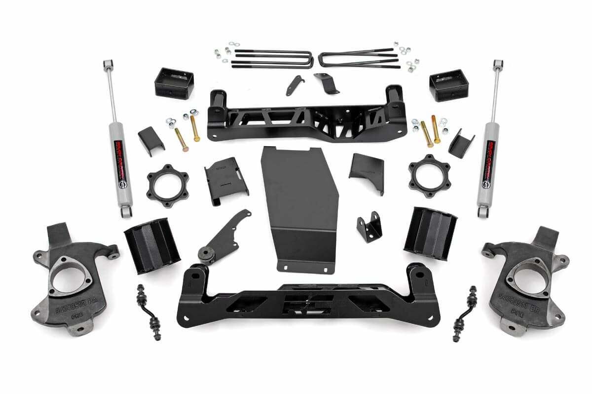 Fits Chevy/GMC 1500 (14-18 & Classic) 5 Inch Lift Kit; Alum/Stamp Steel; 22431