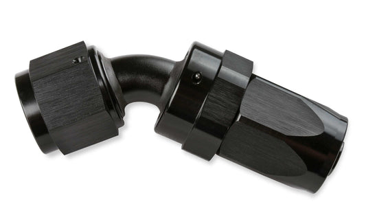 Mr. Gasket -6 AN 45 Degree Swivel Hose End - Black - 224506-BL