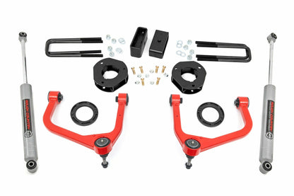 Fits GMC Sierra 1500 2WD/4WD (2019-2024) 3.5 Inch Lift Kit; 22630RED