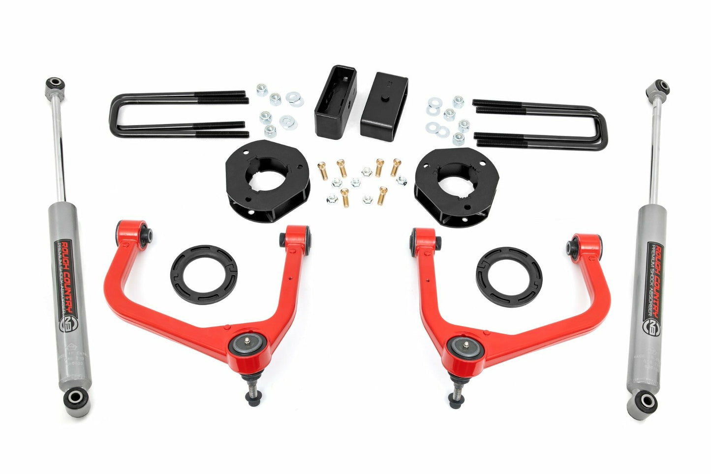 Fits GMC Sierra 1500 2WD/4WD (2019-2024) 3.5 Inch Lift Kit; 22630RED