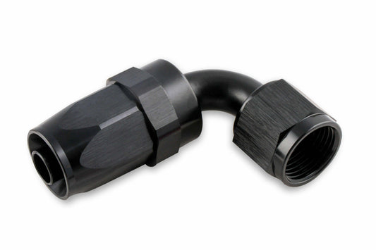 Mr. Gasket -8 AN 90 Degree Swivel Hose End - Black - 229008-BL