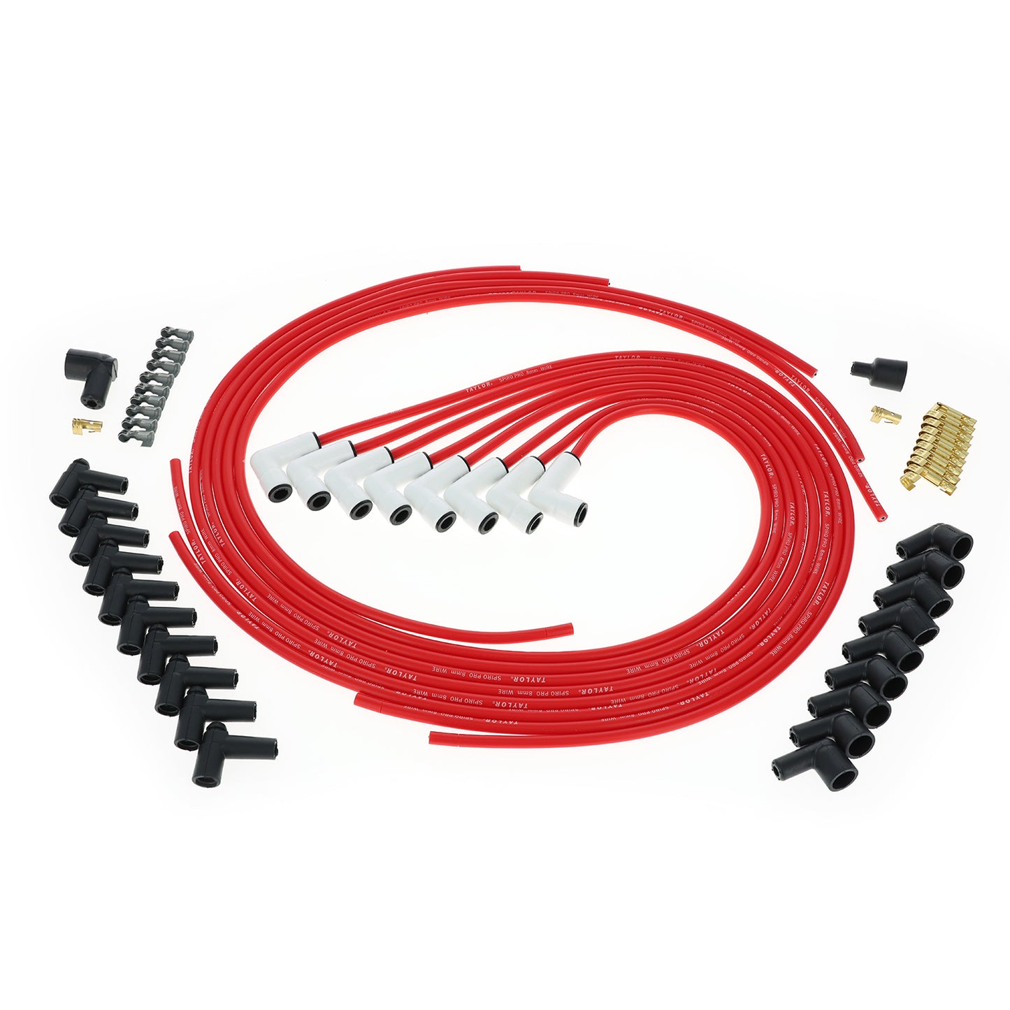 Spark Plug Wire Set Universal 8mm Silicone Spiro Pro 90? 350 ohm/ft Red 75251