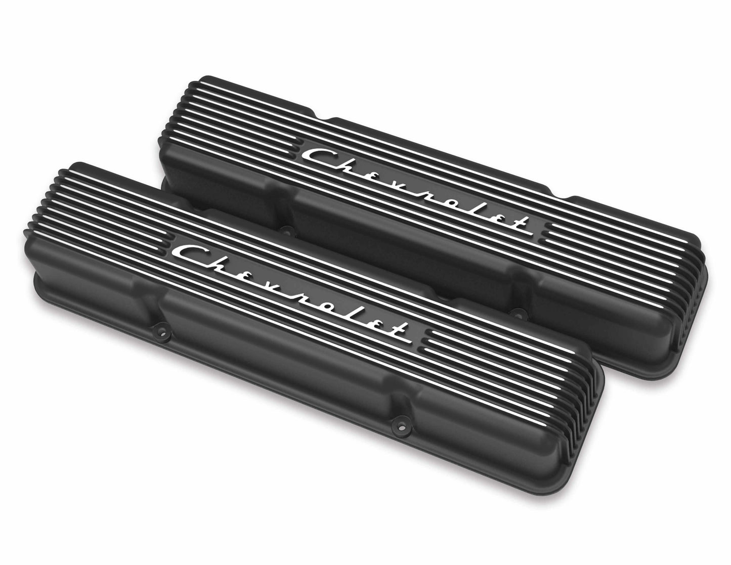 Holley GM Licensed Vintage Series SBC Valve Covers Satin Black Finish 241-108